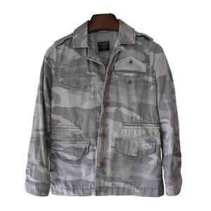 M Abercrombie & Fitch Gray Camo Shirt/ Jacket Pockets Military Utility Y2k